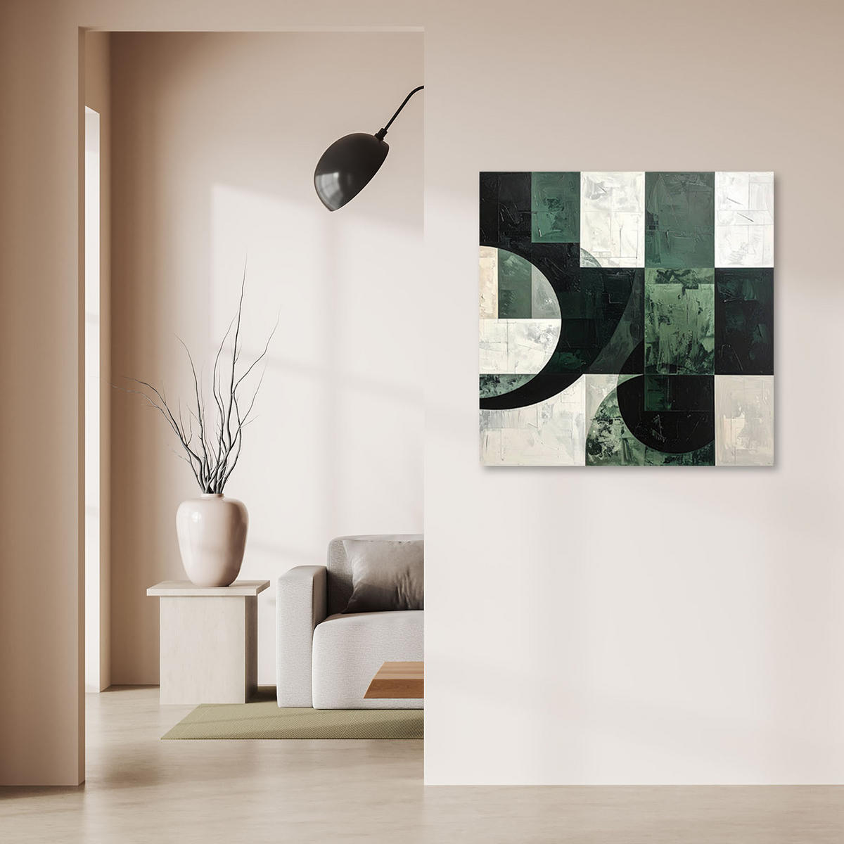 LEINWANDBILD 3D und geometrisch 60x60cm - Grün, Textil (60/60cm) - Feeby