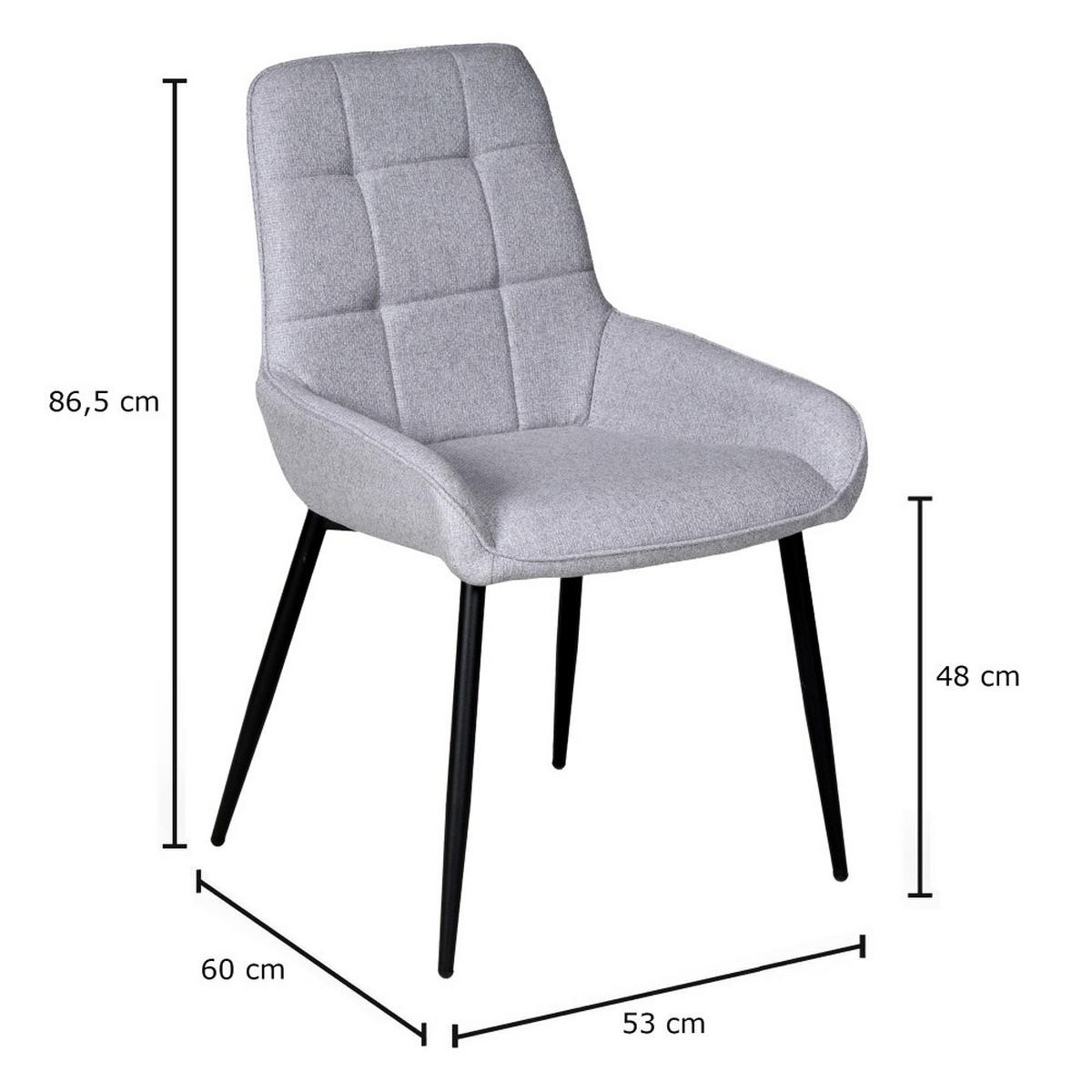 ESSZIMMERSTUHL/ ARTY, Hellgrau - Hellgrau, Metall (53/86.5/60cm) - Weber Industries