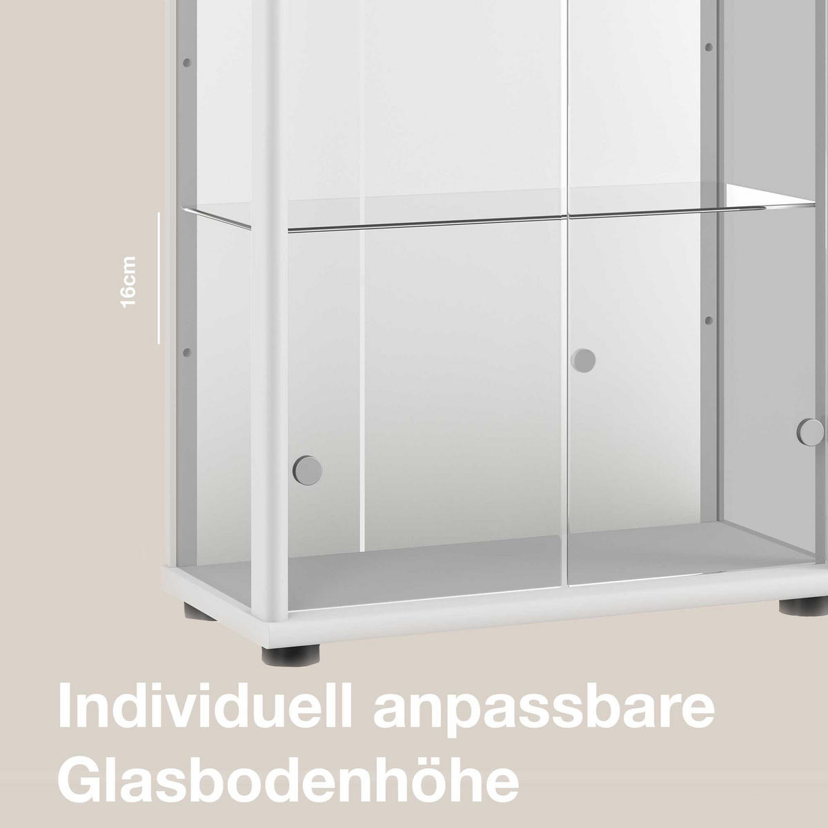 GLASVITRINE 33/67/176 cm mit Spiegel, LED, Schloss & 4 höhenverstellbaren Glasböden - Transparent/Silberfarben, Glas/Holzwerkstoff (67/176/33cm) - K-Möbel