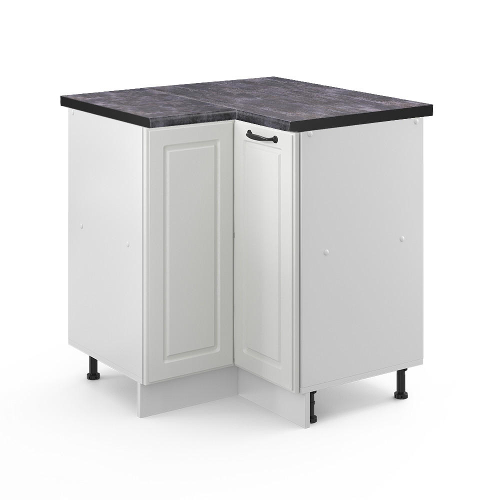 ECKUNTERSCHRANK R-Line Weiß Landhaus 75.6 cm, AP Anthrazit - Weiß, Holzwerkstoff (75.6/81.6/60cm) - Vicco