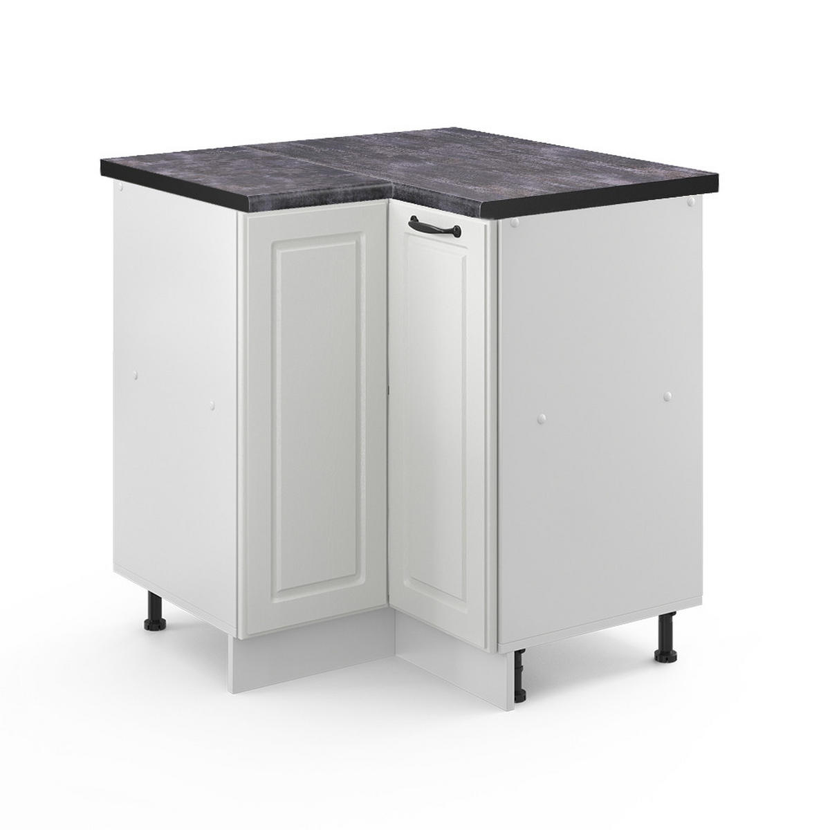 ECKUNTERSCHRANK R-Line Weiß Landhaus 75.6 cm, AP Anthrazit - Weiß, Holzwerkstoff (75.6/81.6/60cm) - Vicco