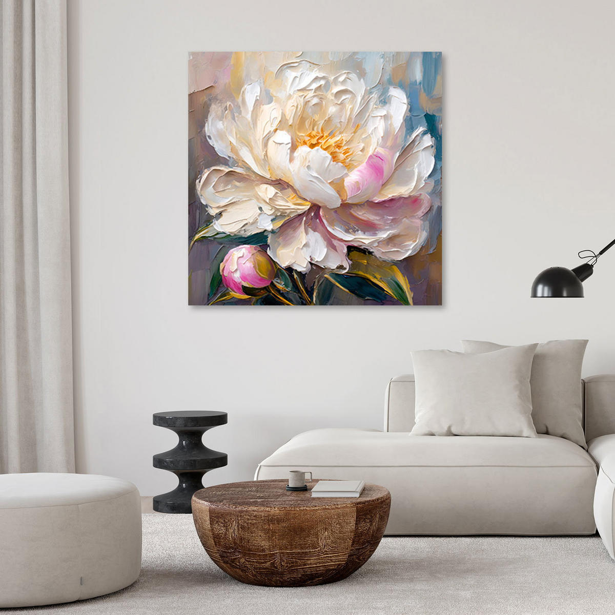 KUNSTDRUCK Weiß 40/40 cm - Weiß, Textil (40/40cm) - KUNSTLOFT