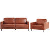 4-SITZER SOFA SET Lederoptik Braun Savalen - Braun, Kunststoff/Textil (204/87/91cm) - Beliani