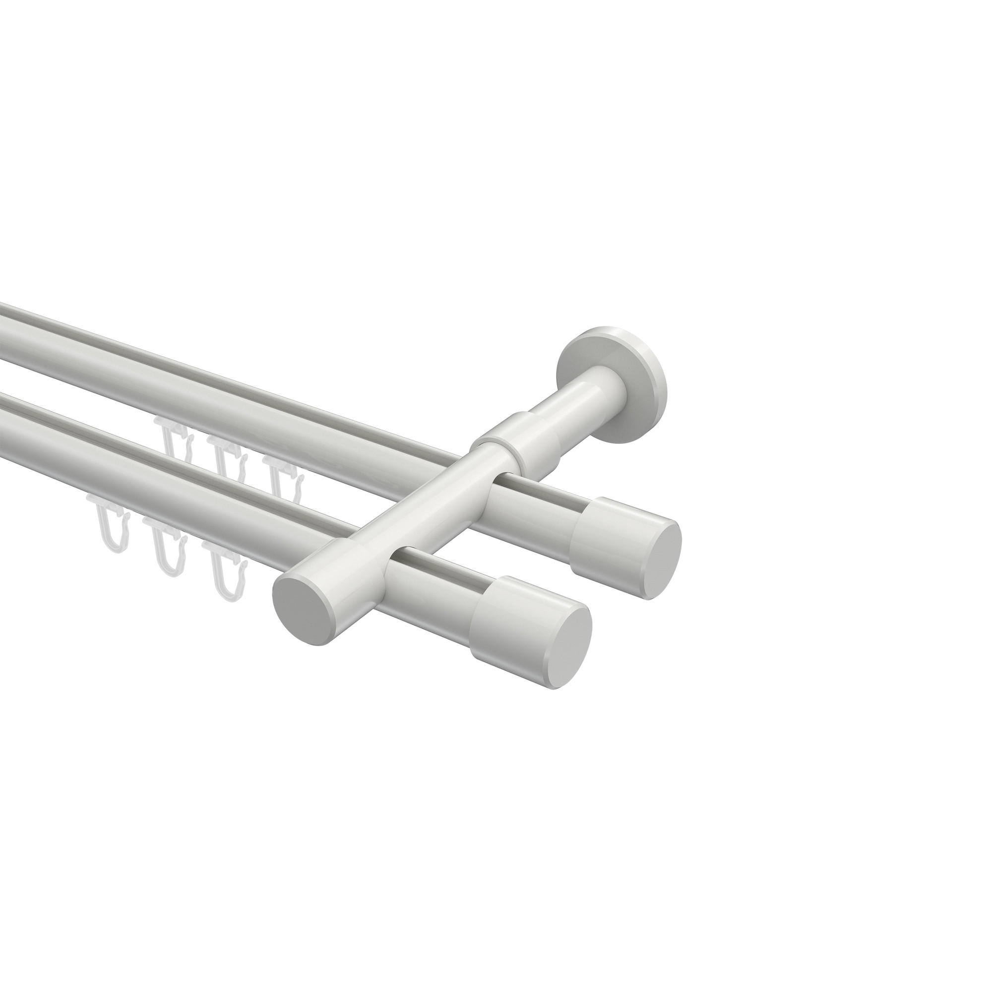 INNENLAUF-GARDINENSTANGEN-SET Prestige Santo 600 cm (geteilt in 3 x 200 cm), 2-läufig, 20 mm Ø Weiß - Weiß, Metall (600cm) - INTERDECO