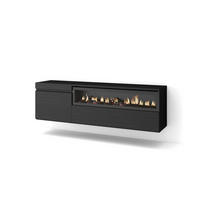 TV-SCHRANK schwarz, mit Elektrokamin, Hängend, 150/35/45cm - Schwarz, Holzwerkstoff (150/45/35cm) - Skraut Home