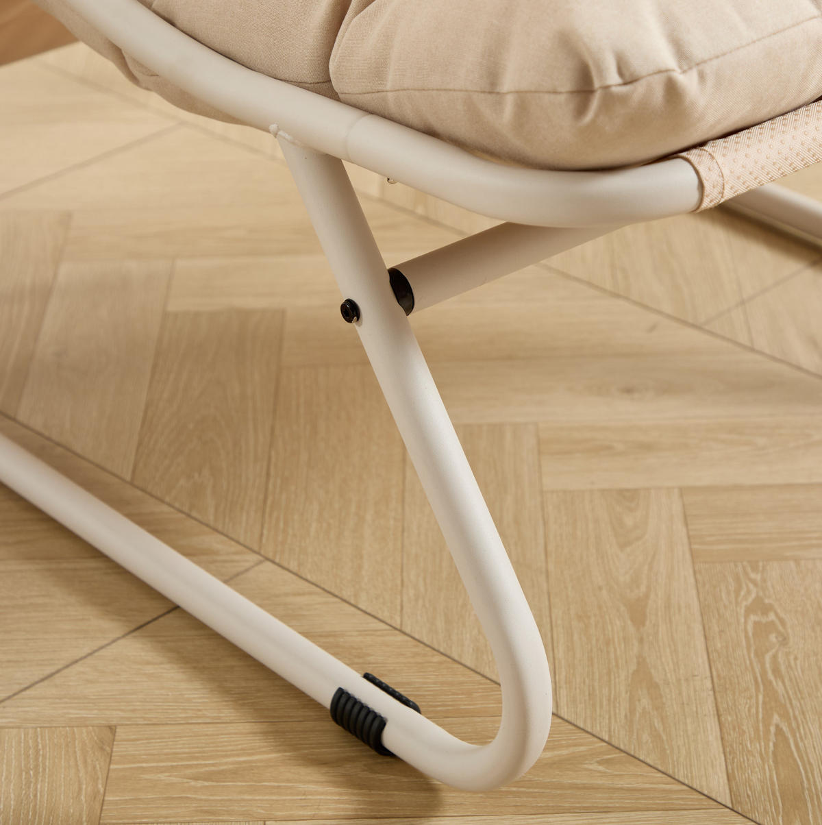ZAHRADNÍ lounge křeslo 65/78/86 cm béžové z oceli s podnožkou a polstrováním - béžová, kov (78/86/65cm) - OKWISH