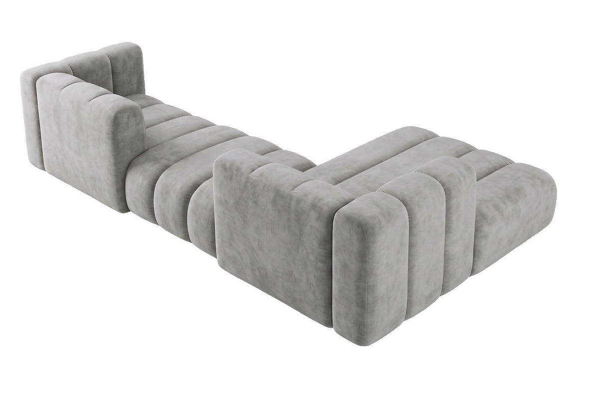ECKSOFA Modulares In L-Form, Velvet-Stoff Riviera, Grau, Rechts, GRAND 319 cm - Grau, Holz (319/175cm) - Kaiser Möbel