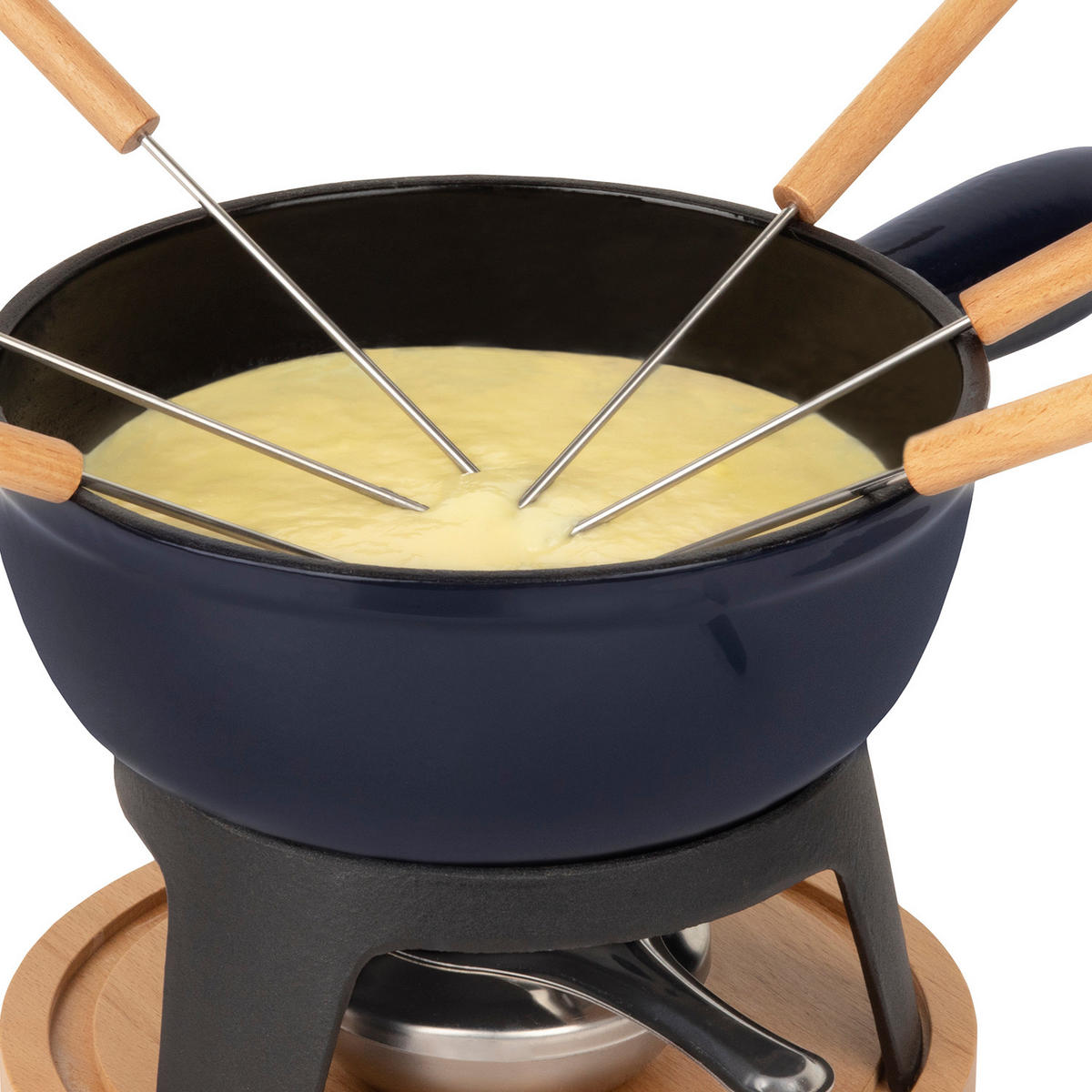 FONDUE-GERÄT MONT JOUX Blau, Gusseisen emailliert, 1.8 liters - Dunkelblau, Metall (21/17/21cm) - La Fonderie 1890