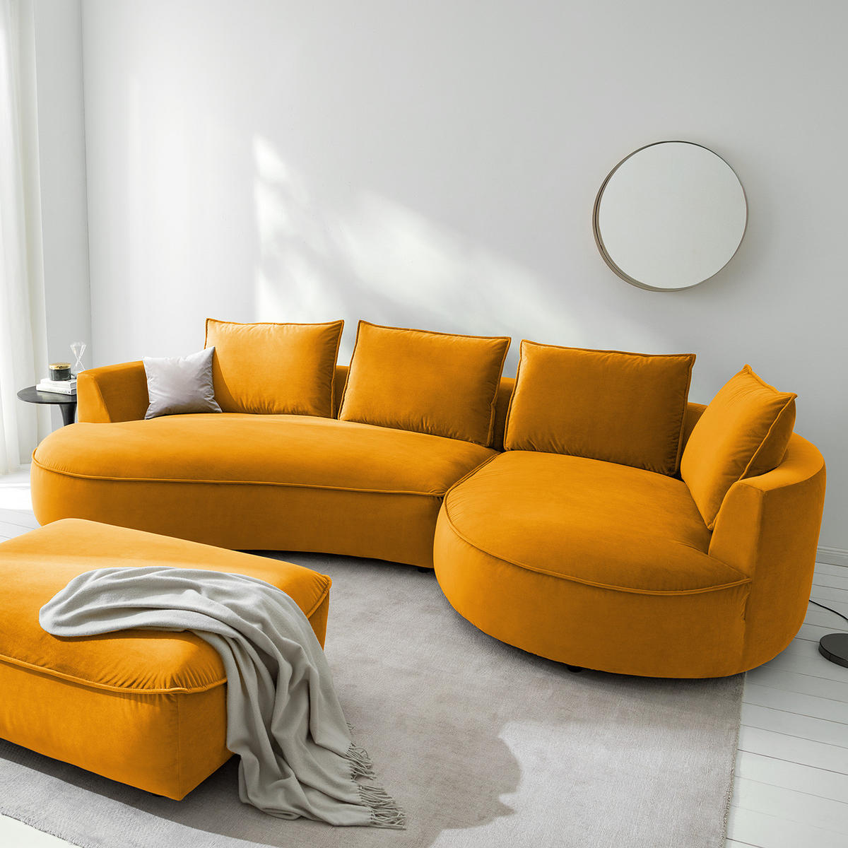 BIGSOFA - Gelb/Orange, Naturmaterialien/Kunststoff (322/82/154cm) - home24