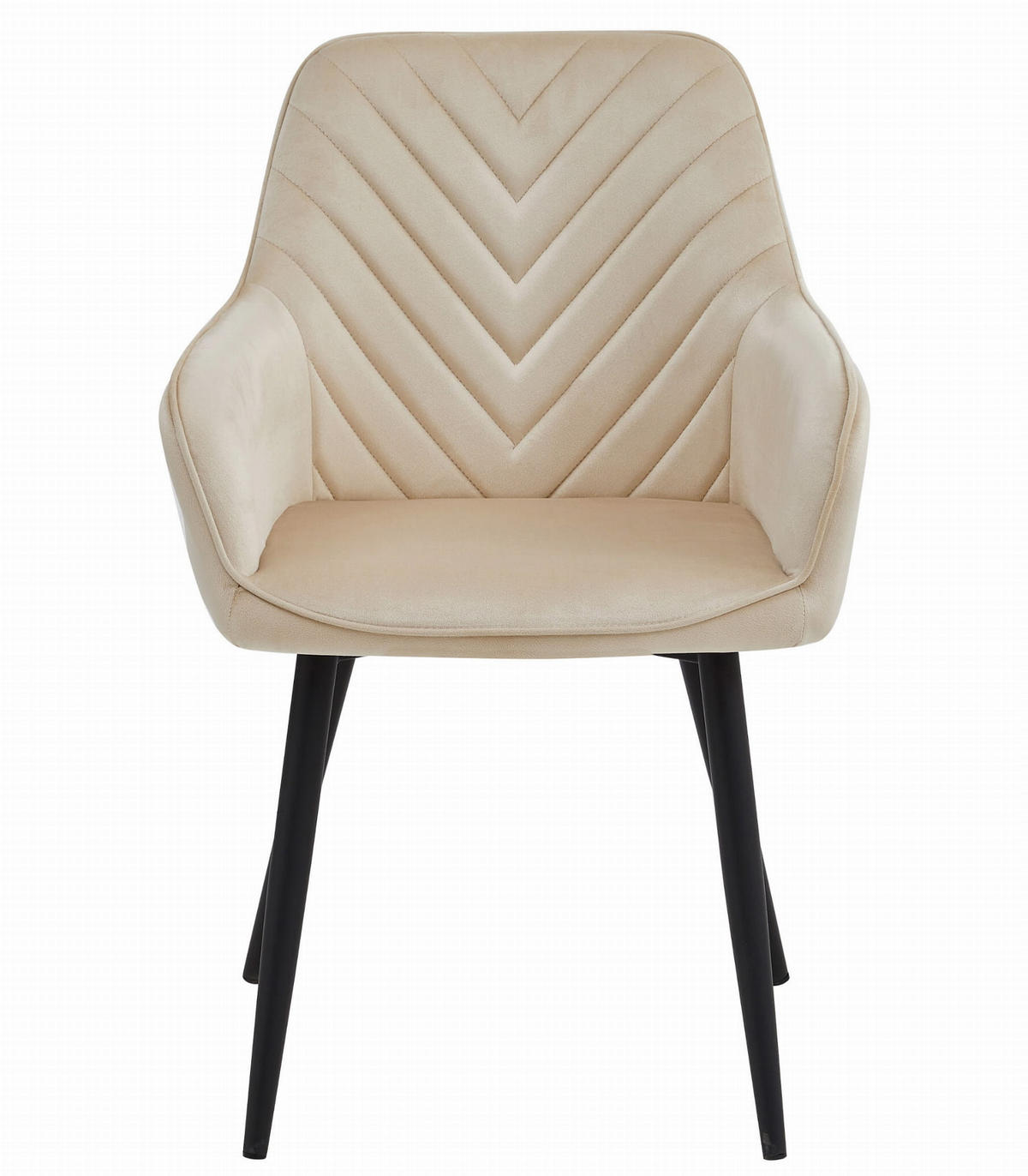 STUHL NEMI 6-er Set, Beige, Schwarz, mit Samtstoff gepolstert - Beige, Textil/Metall (54/84/61cm) - Komodee