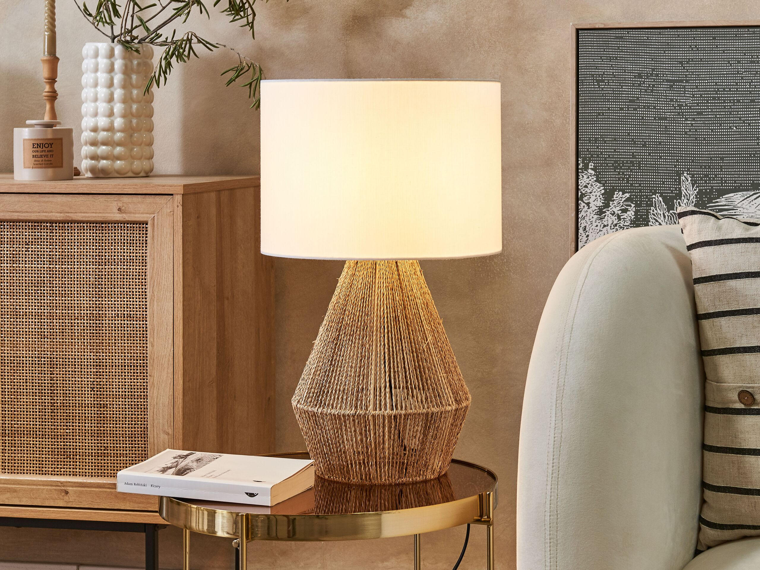 TISCHLAMPE Malewa 23/23/52 cm - Naturfarben, Papier (23/23/52cm) - Beliani