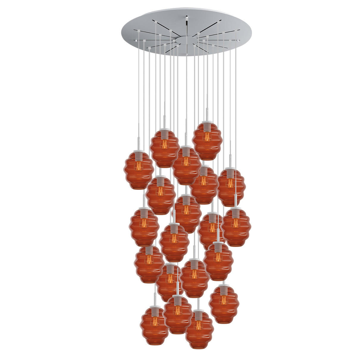 GALERIELEUCHTE Echos 20-flammig Braun Ø 18cm - Braun/Weiß, Glas (18/18/20cm) - s.luce