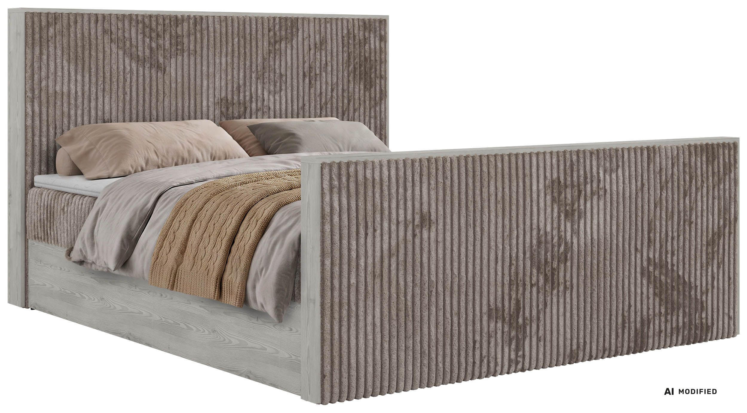 BOXBETT NORDIC DUO 140/200 - Hellbraun Cord - Topper T25 - H3 - Hellbraun/Schwarz, Kunststoff/Textil (140/200cm) - MKS