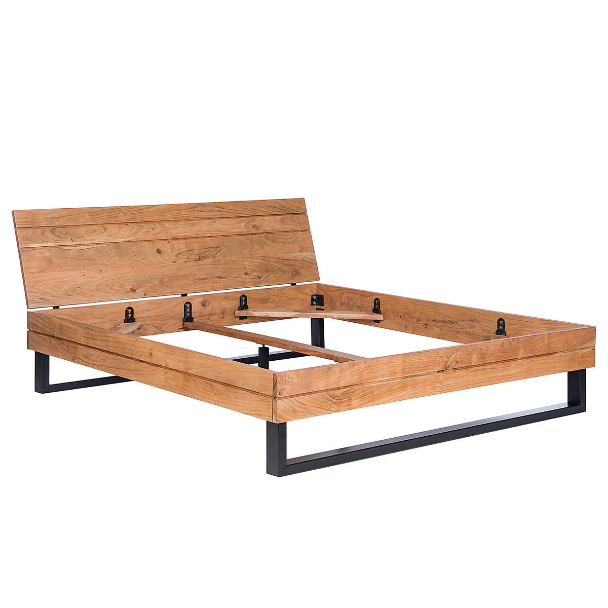 MASSIVHOLZBETT - Akazie massiv - Akaziefarben, Holz (180/200cm) - home24