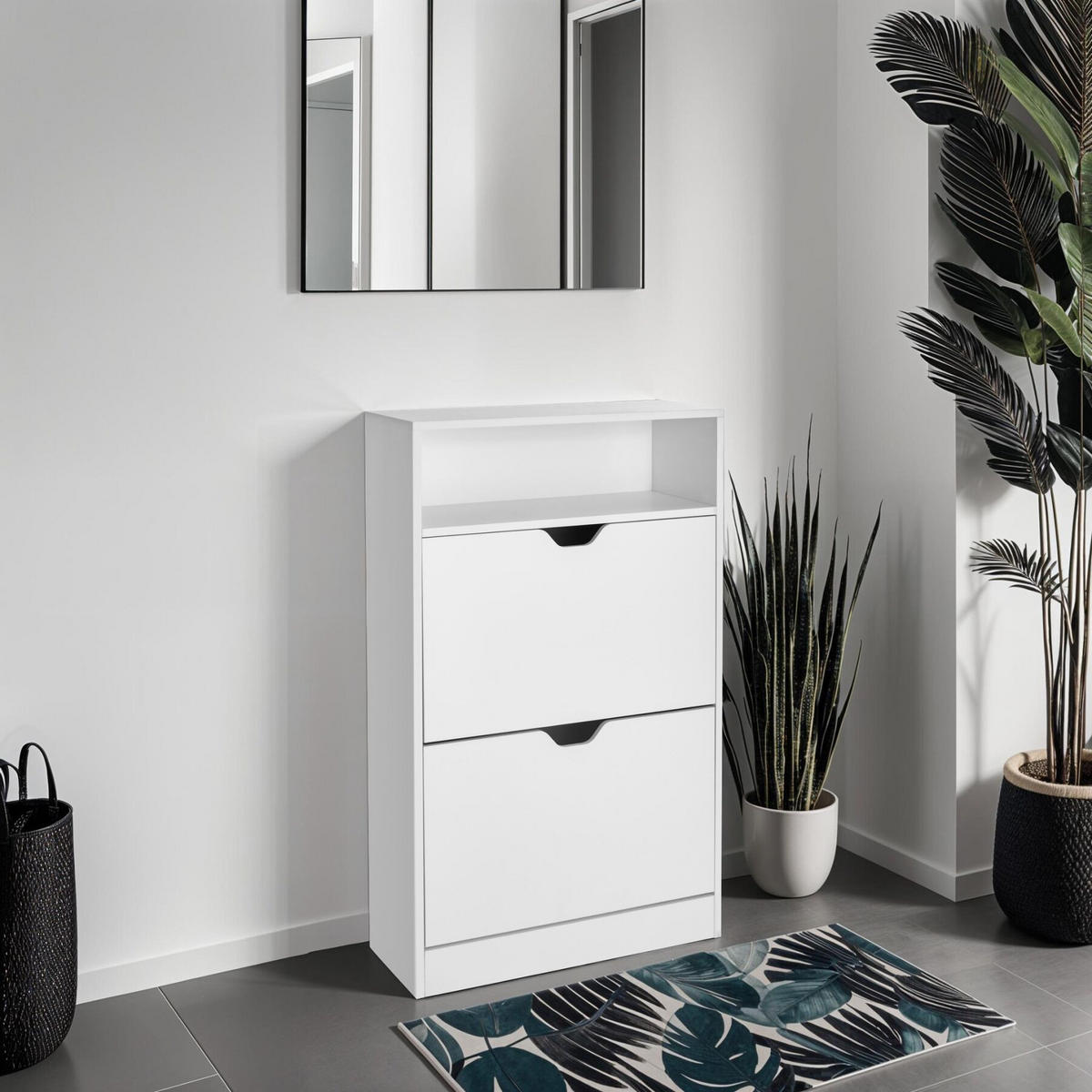 SCHUHSCHRANK Calea, 60 x 24 x 102 cm, weiß - Weiß, Holzwerkstoff (60/102/24cm) - tectake