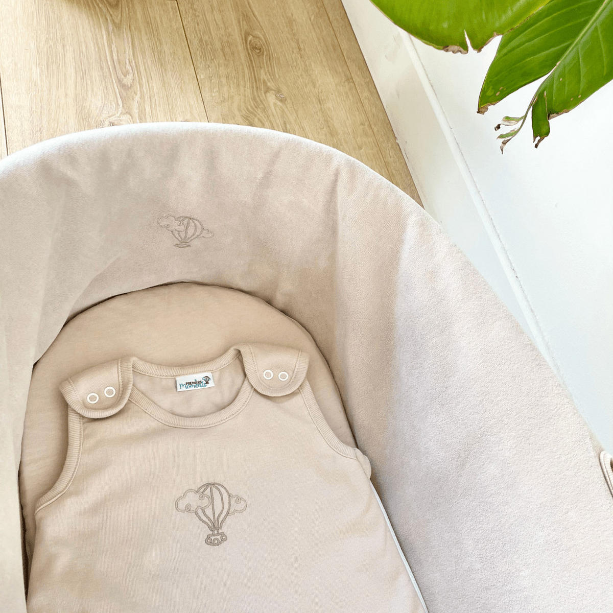 BABYTRAGEKORB Bio-Baumwolle braun - Haselnussfarben, Naturmaterialien (29/78cm) - Premiers Moments