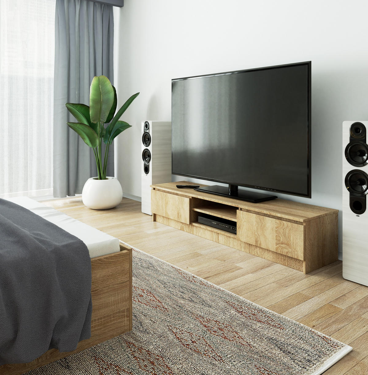 TV-ELEMENT Sonoma Eiche 160x40x33 cm - Sonoma Eiche, Holzwerkstoff (160/33/40cm) - Akord