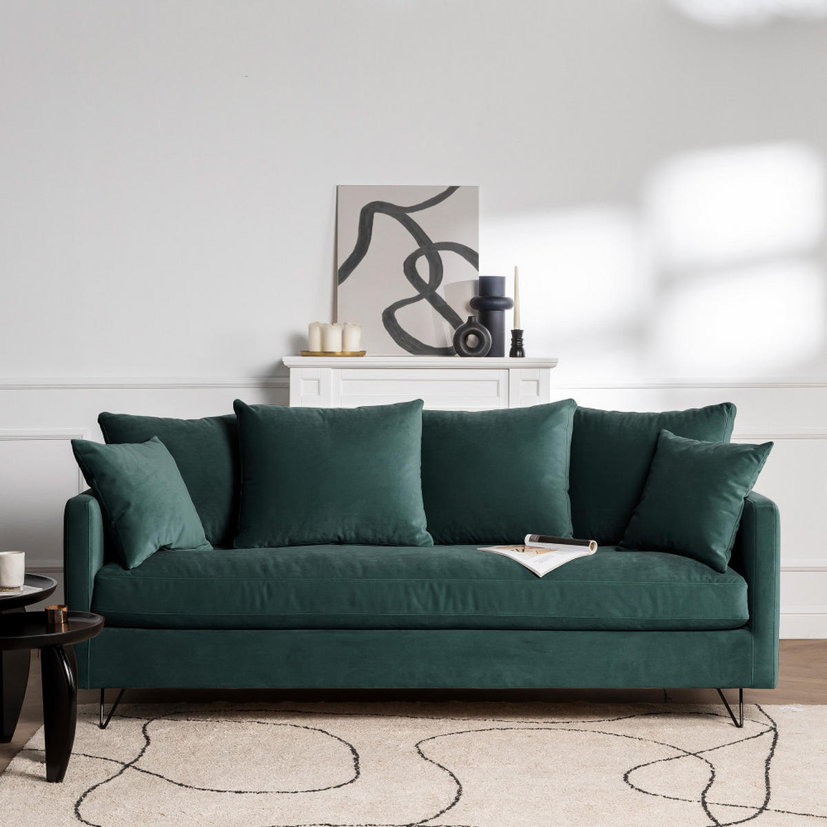 BETTSOFA - Eukalyptusgrün - Grün, Textil (213/86/95cm) - Drawer