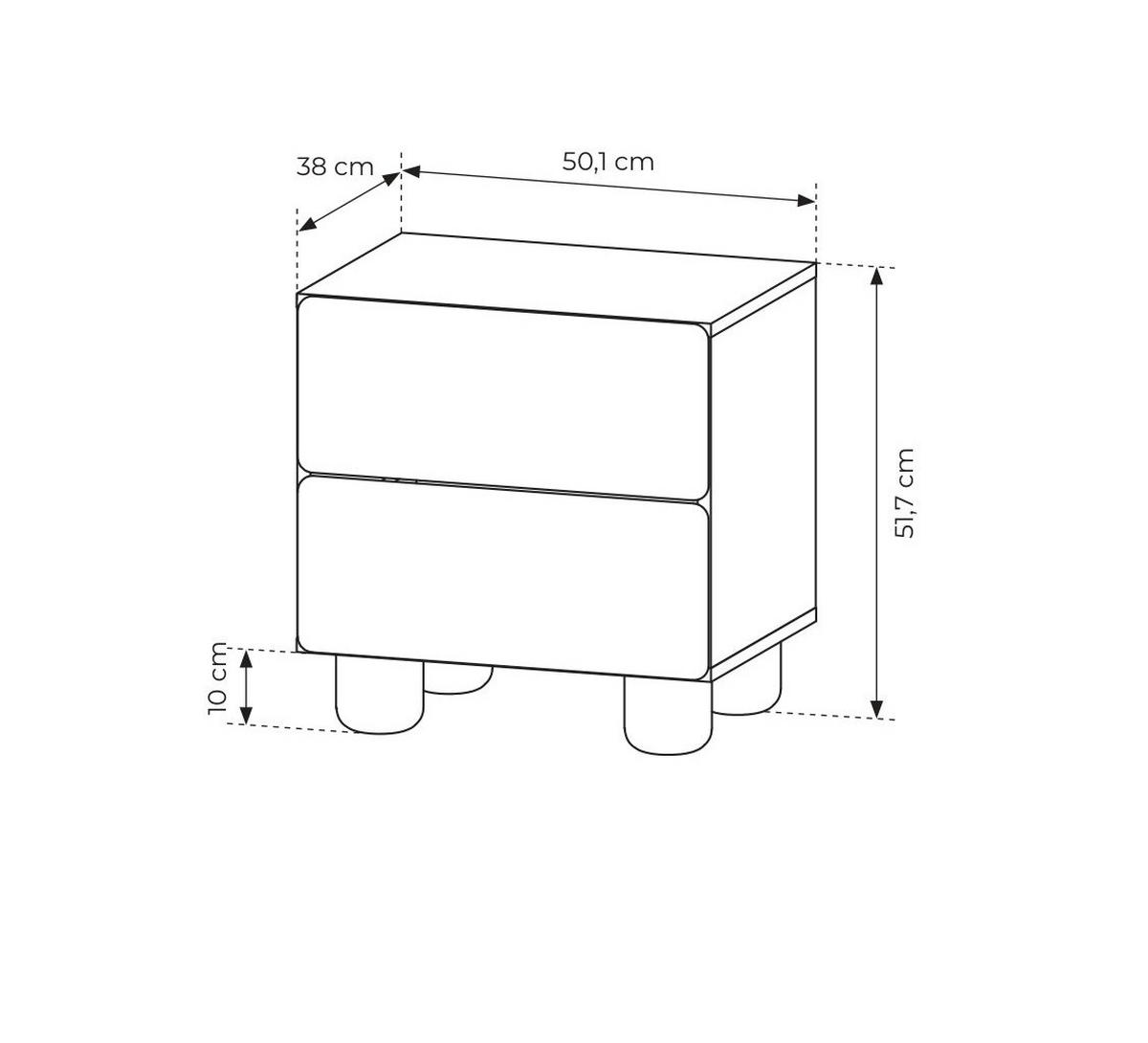 NACHTTISCH 50 cm Bloom, 2 Schubladen, Holz, Eiche Vicenza - Eichefarben, Holz (50/52/38cm) - Emporius