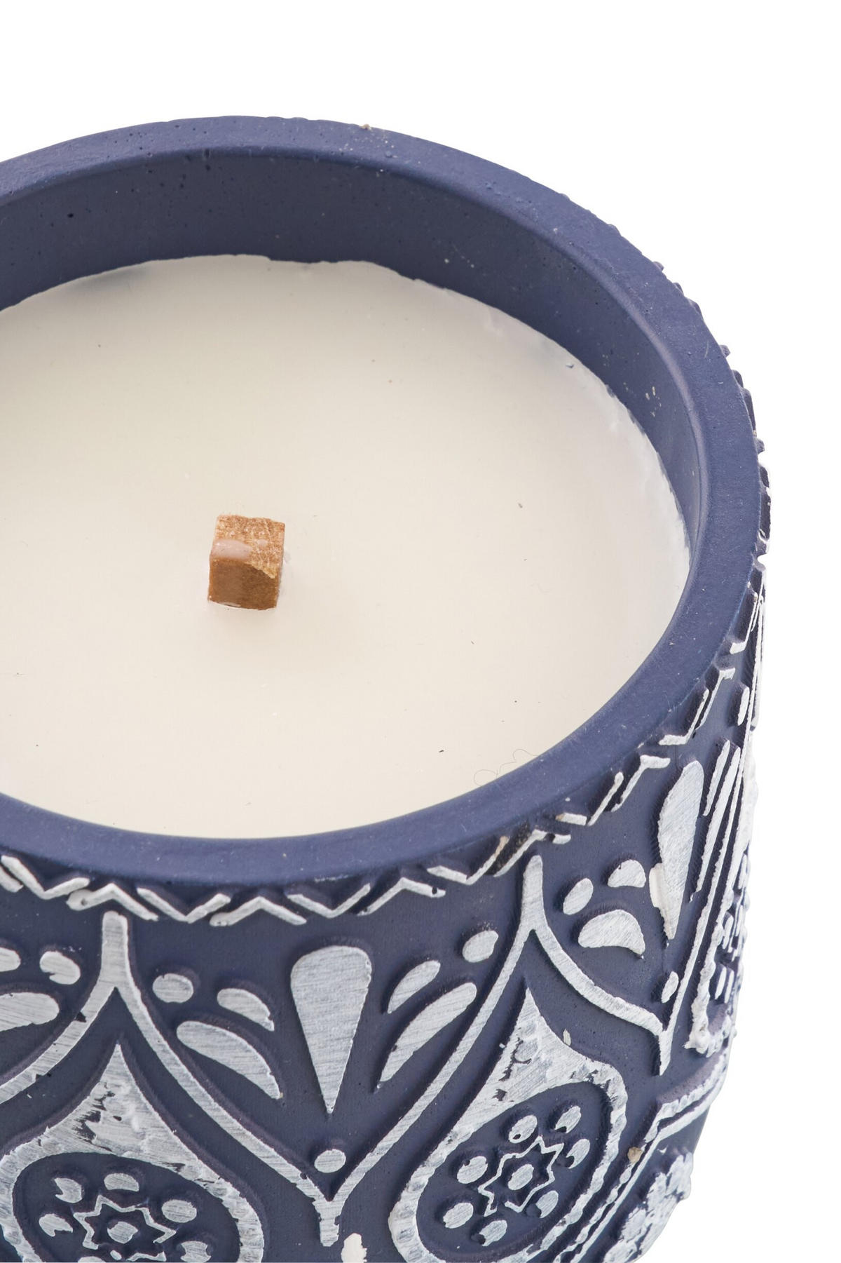 KERZE TERRACOTTA BW - Blau, Keramik (10.5/8.5/10.5cm) - J-Line