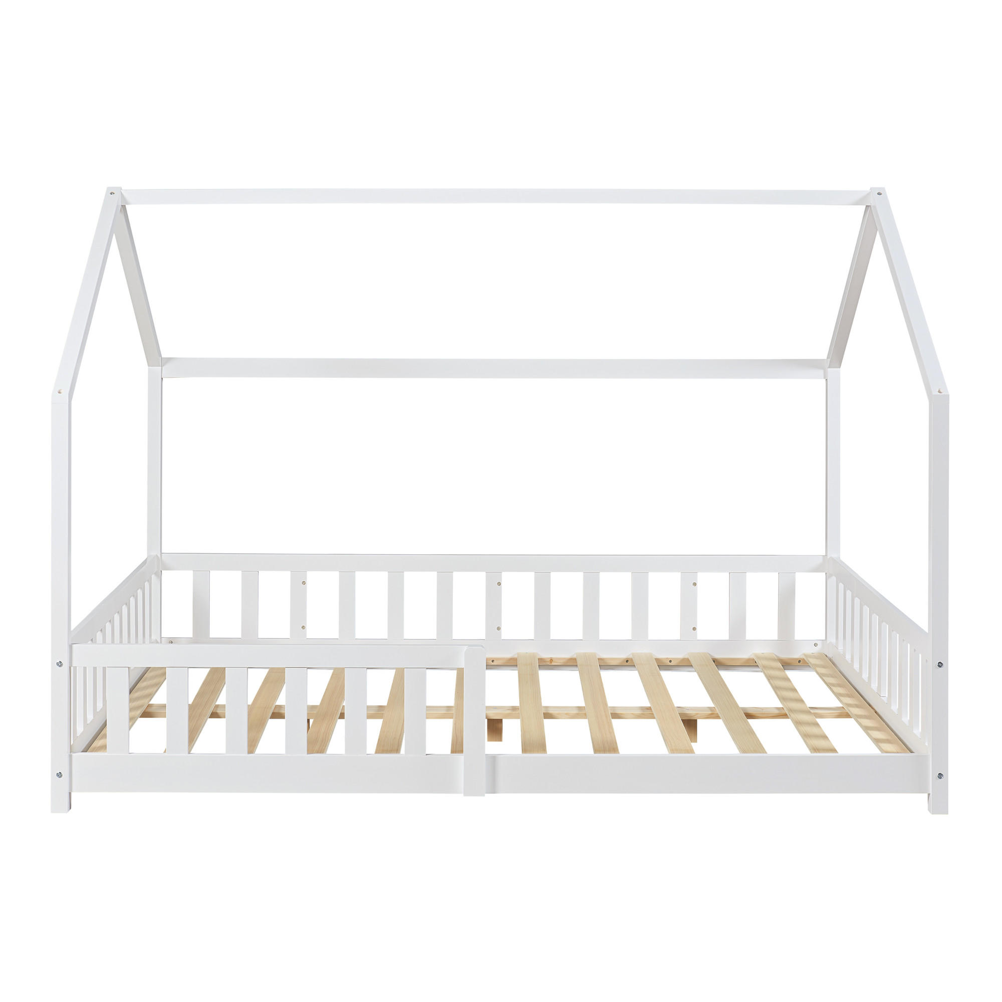 HAUSBETT Hesel mit Matratze - Weiß, Holz/Textil (120/200cm) - [en.casa]