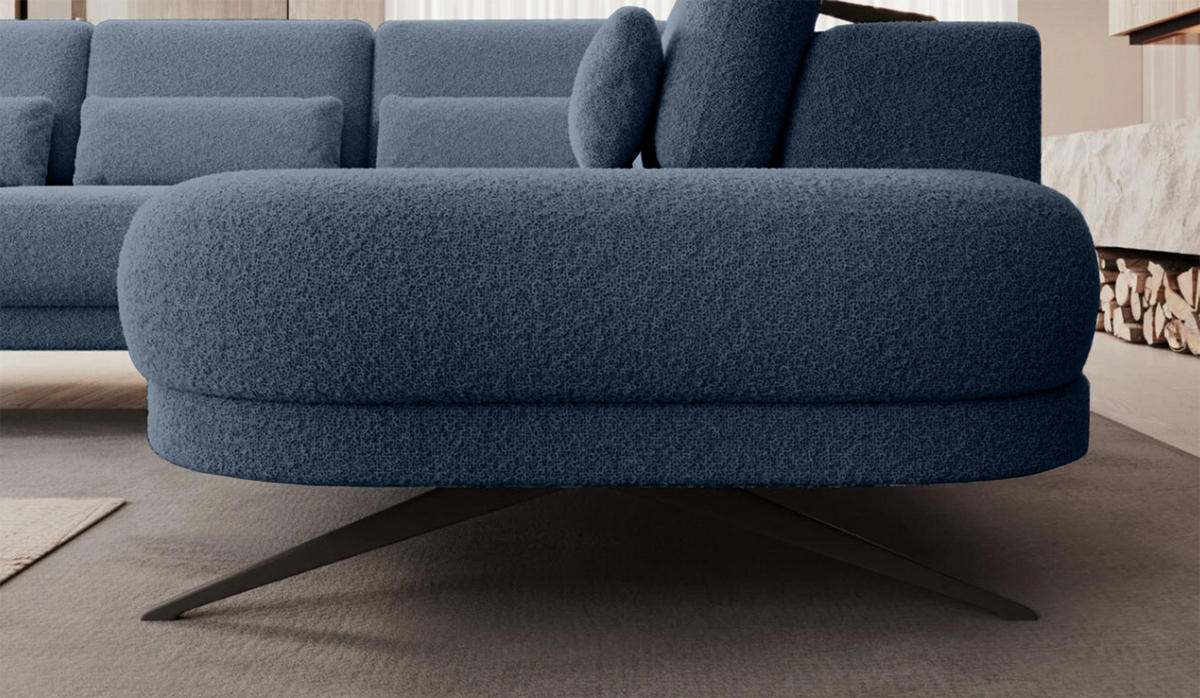 ECKSOFA ILUSIO L 250x205cm, Schlaffunktion, Blau, Rechts - Blau, Holz/Textil (248/205cm) - DomoHome
