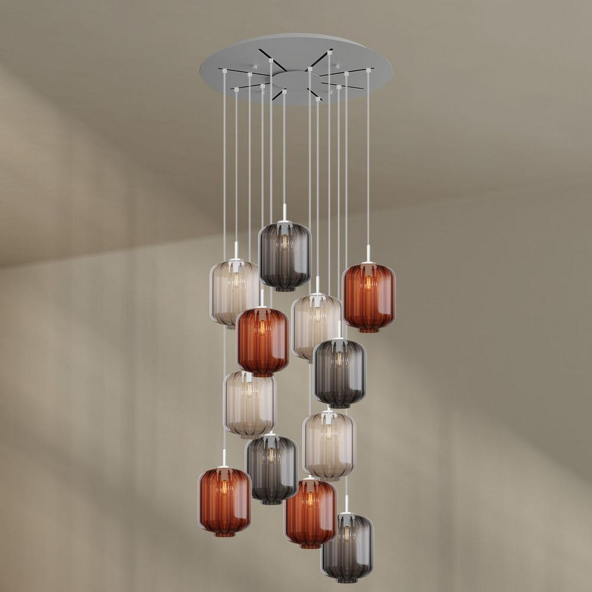 GALERIELEUCHTE Velo 12-flammig Mehrfarbig Ø 25cm - Multicolor/Weiß, Glas (25/25/27cm) - s.luce
