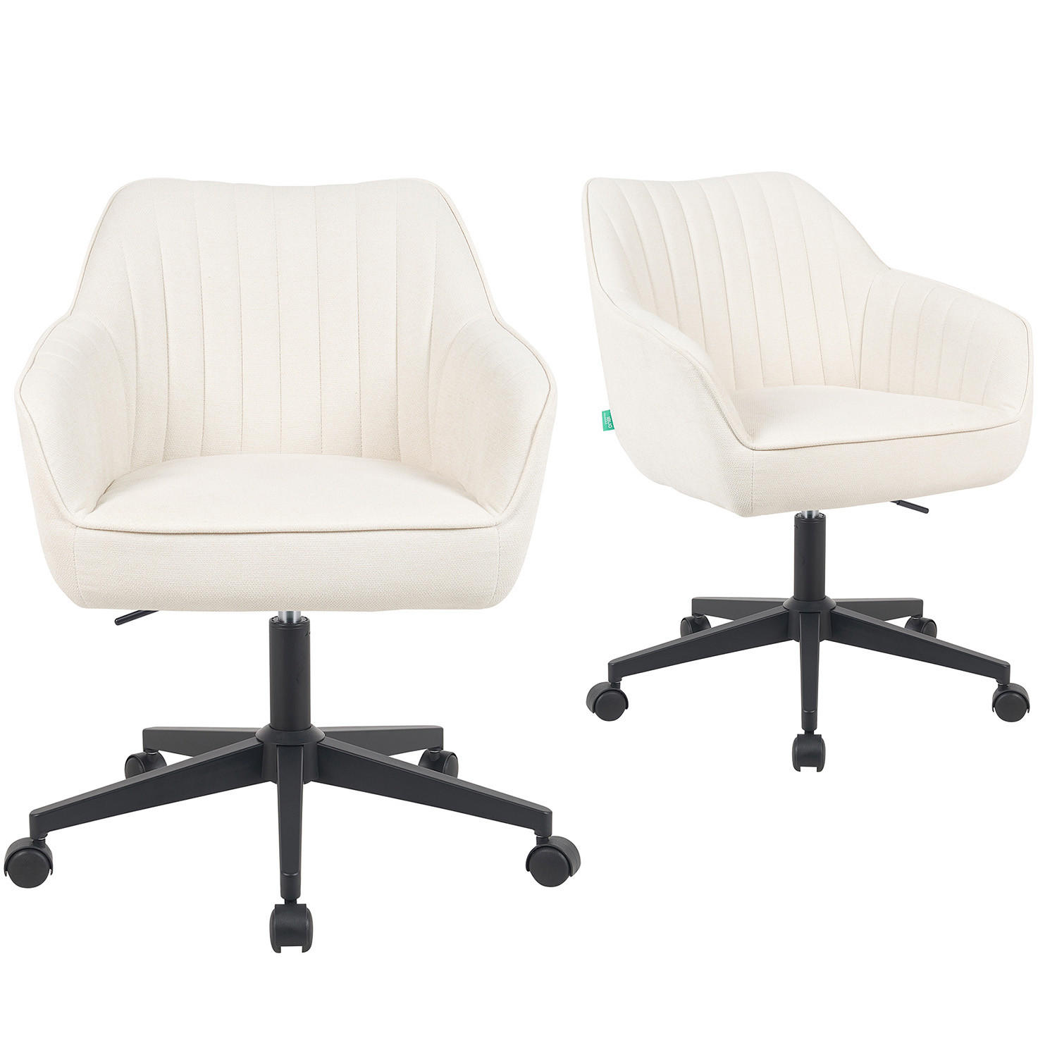 BÜROSTUHL Mika-Elio 2er-Set - Creme/Schwarz, Textil/Metall (60/79/61cm) - DUBI Möbel