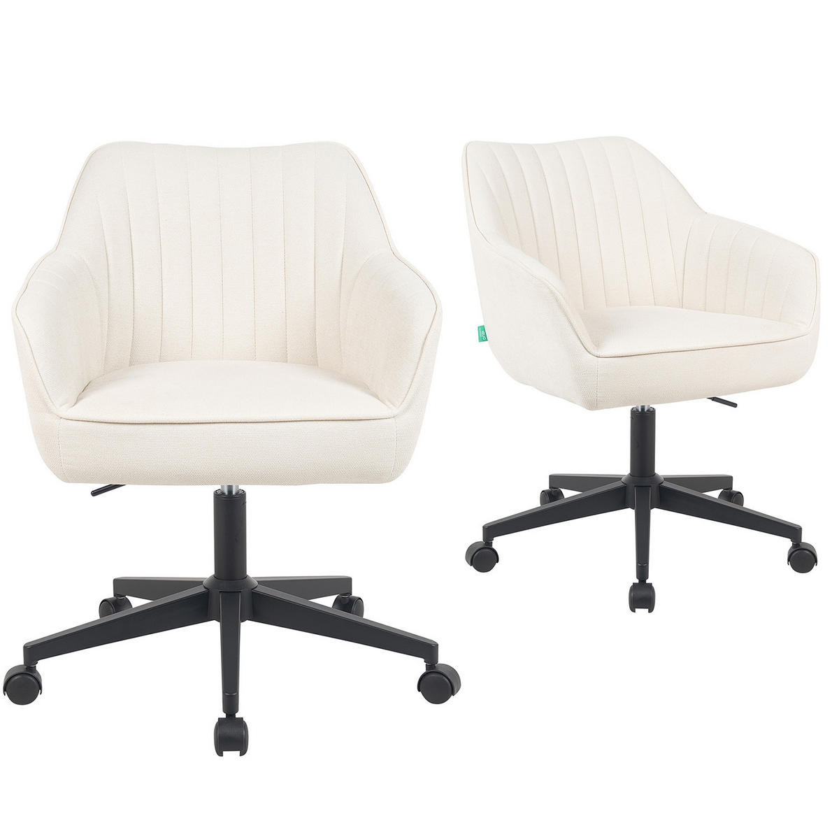 BÜROSTUHL Mika-Elio 2er-Set - Creme/Schwarz, Textil/Metall (60/79/61cm) - DUBI Möbel