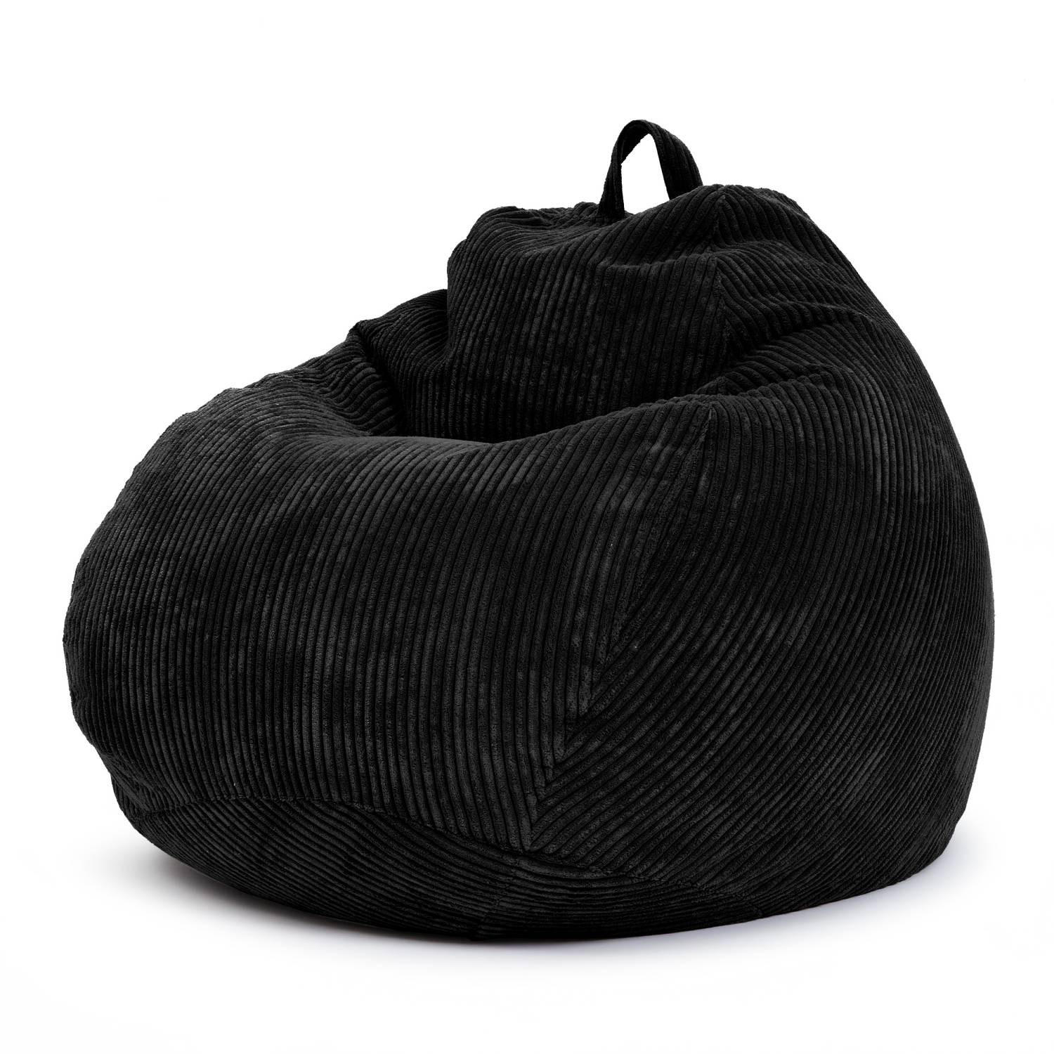 SITZSACK Indoor "Scoop" 90x110cm - Cord - Schwarz, Textil (90/110/90cm) - Green Bean