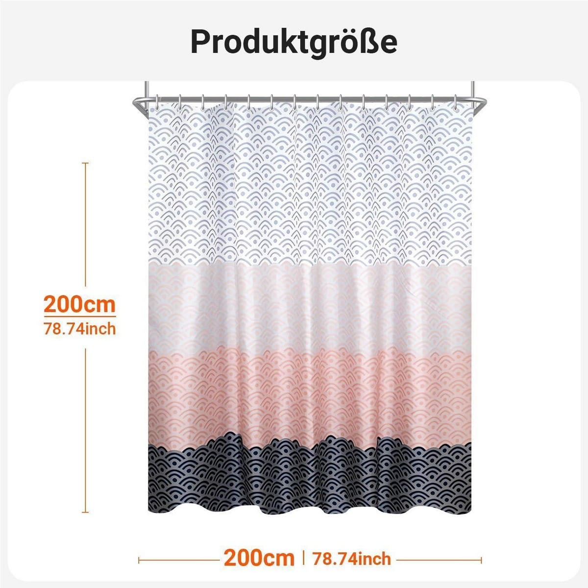 DUSCHVORHANG 200 x 200 cm Blume Beschwerter Saum Wasserdicht Waschbar Polyester - Multicolor, Textil (200/200cm)