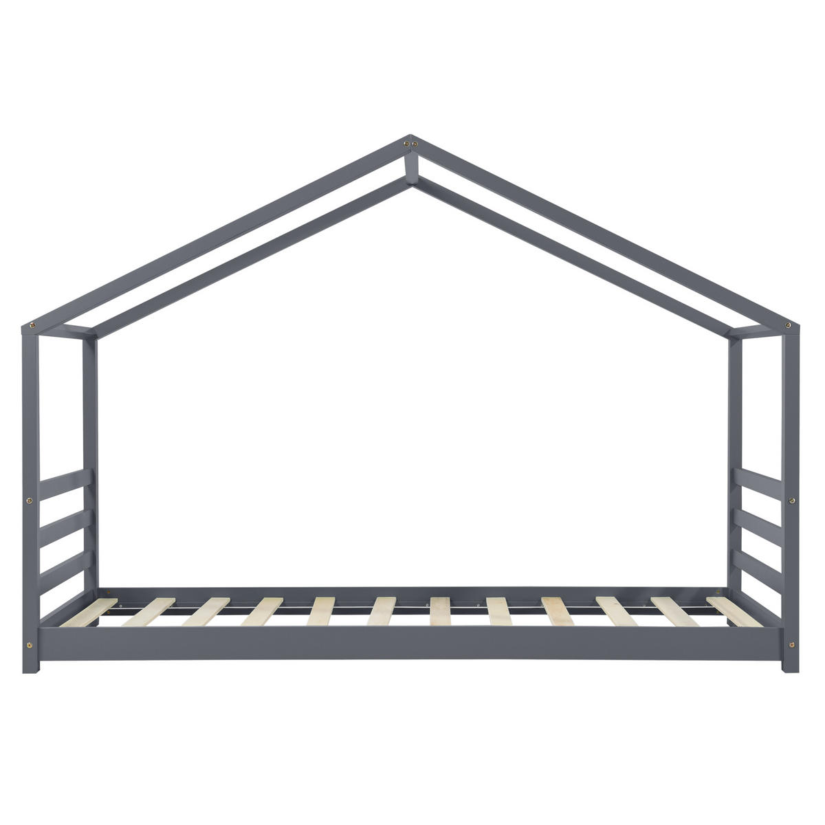 HAUSBETT Vardø - Dunkelgrau, Holz (90/200cm) - [en.casa]