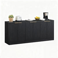 SIDEBOARD 170/40/70,5 cm in Schwarz mit 6 Türen und Wellenfront - Schwarz, Holzwerkstoff (170/70.5/40cm) - Flora Grace
