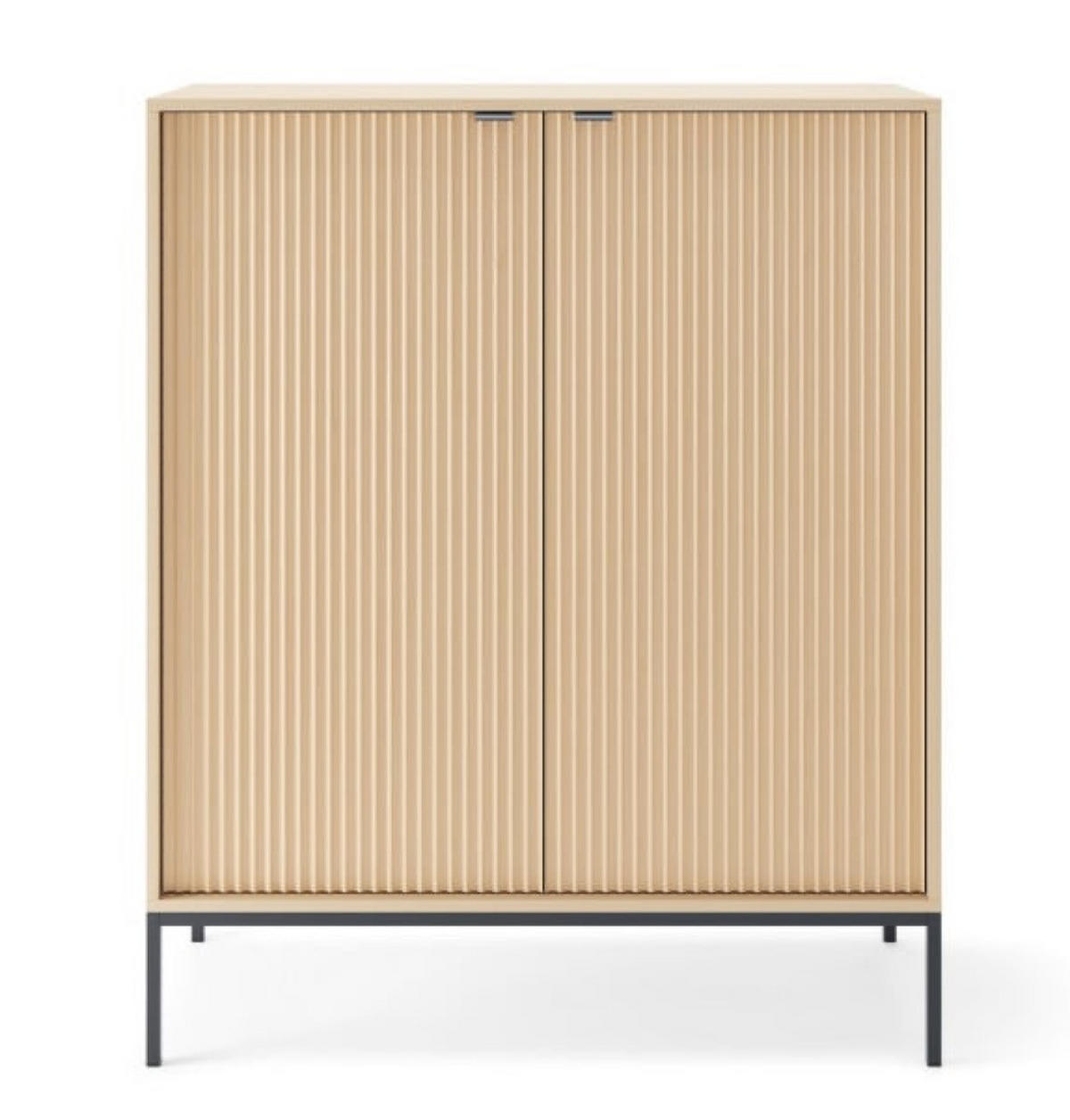 KOMMODE Vicenza Eiche K104 Hoch Schwarz Beine Mit Regalen - Beige, Holzwerkstoff (104/125/39cm) - Sepro Meble