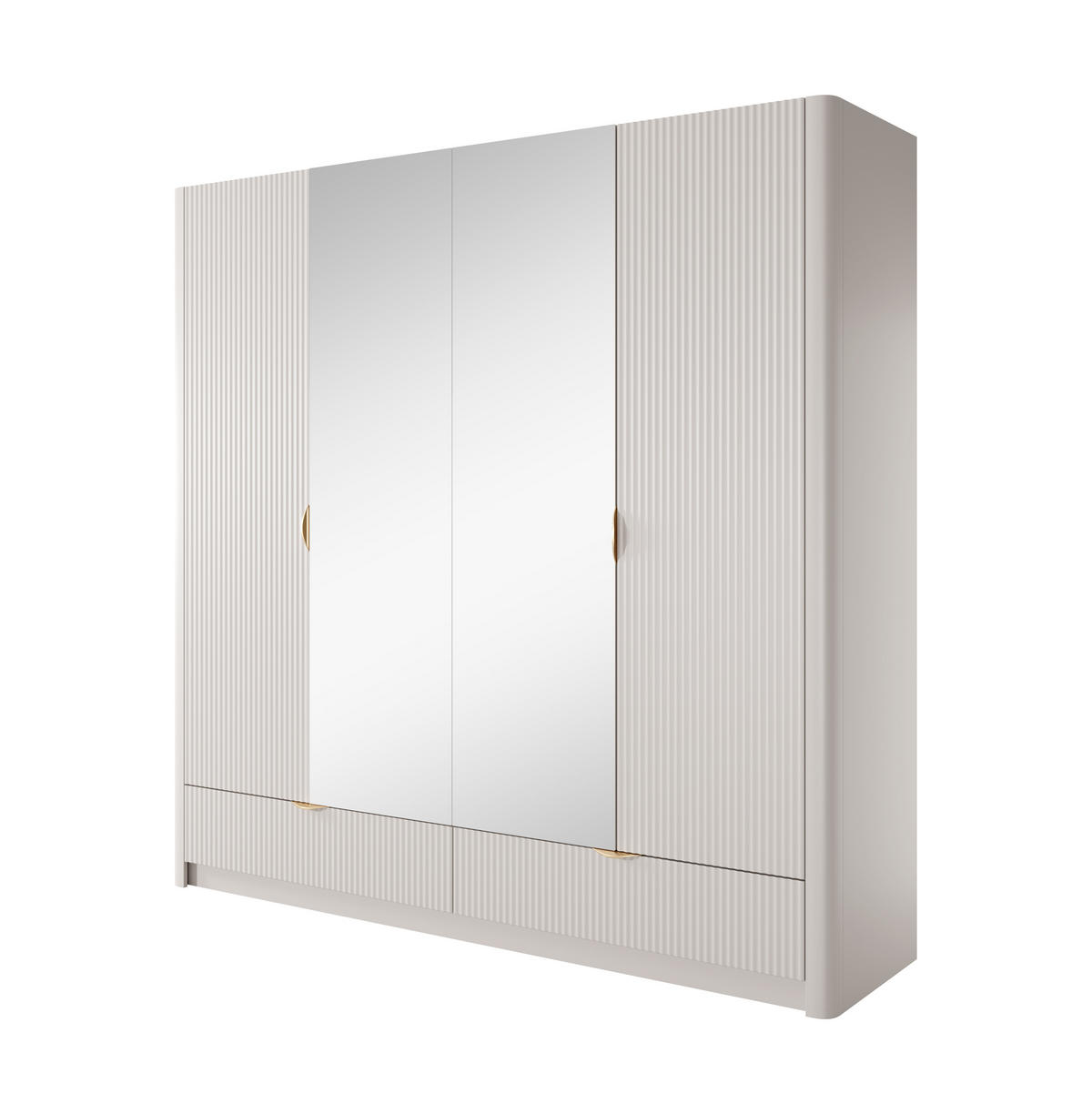 KLEIDERSCHRANK Vespasia 4T 2S Beige 213/208,4/54,6 cm – Geriffelten Fronten - Beige, Holzwerkstoff (213/208.4/54.6cm) - AX Living