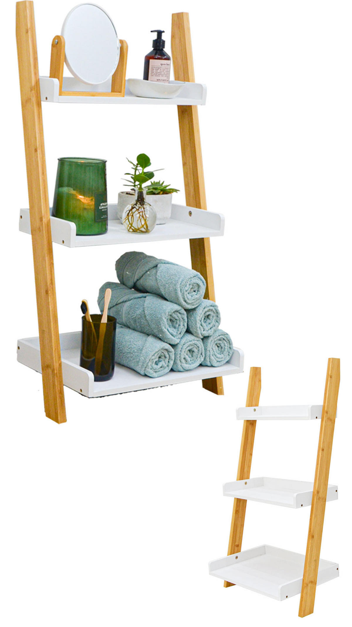 BADEZIMMER-REGAL 45x30x90 cm - Weiß, Holz (30/90/45cm) - Dunedesign