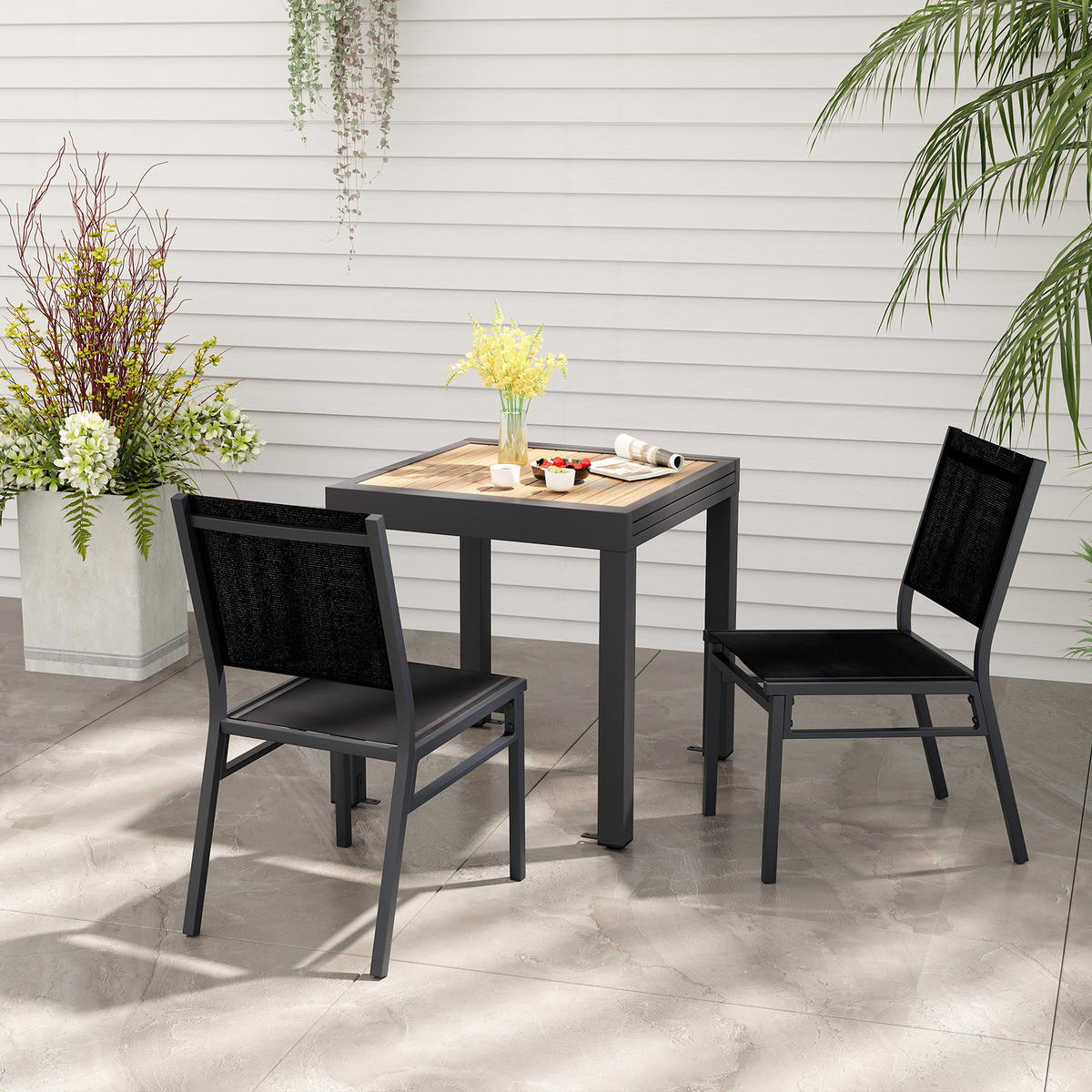 TERRASSENSTUHL Schwarz - Schwarz, Metall (45/87/60cm) - COSTWAY