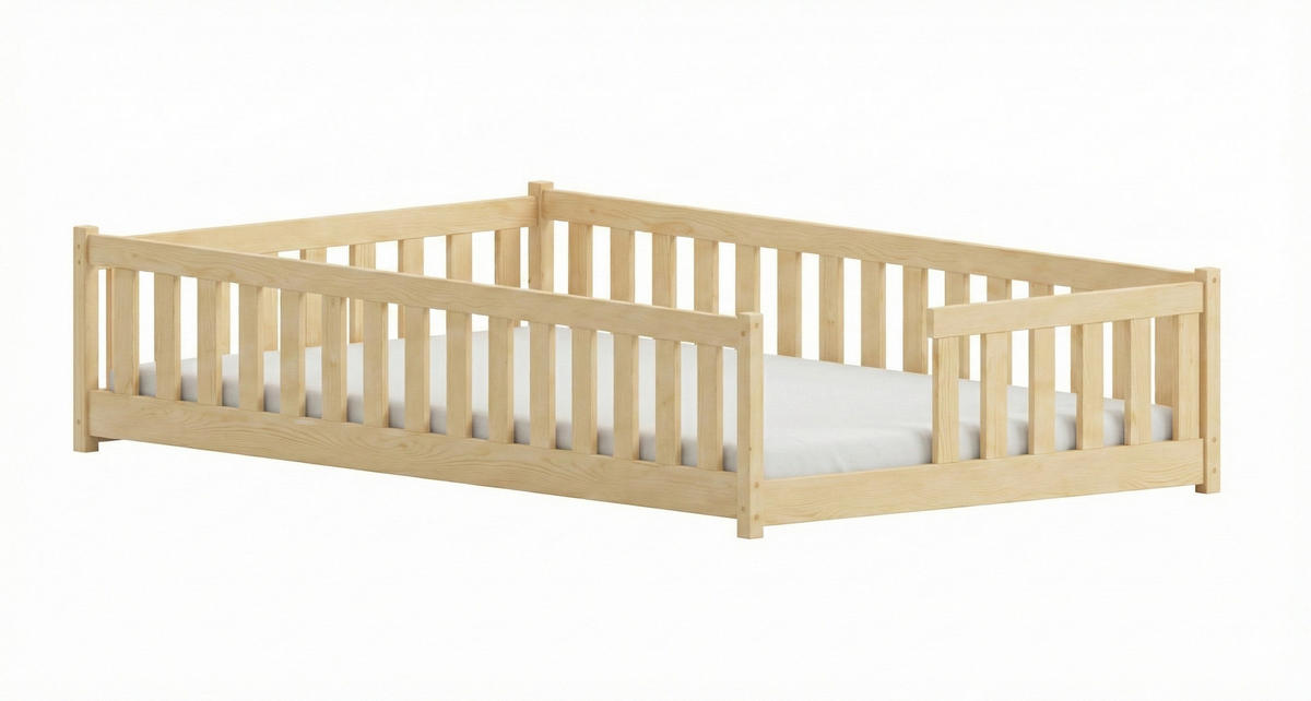 BODENBETT 120x200 cm in Natur - Naturfarben, Holz (120/200cm) - Kids Collective