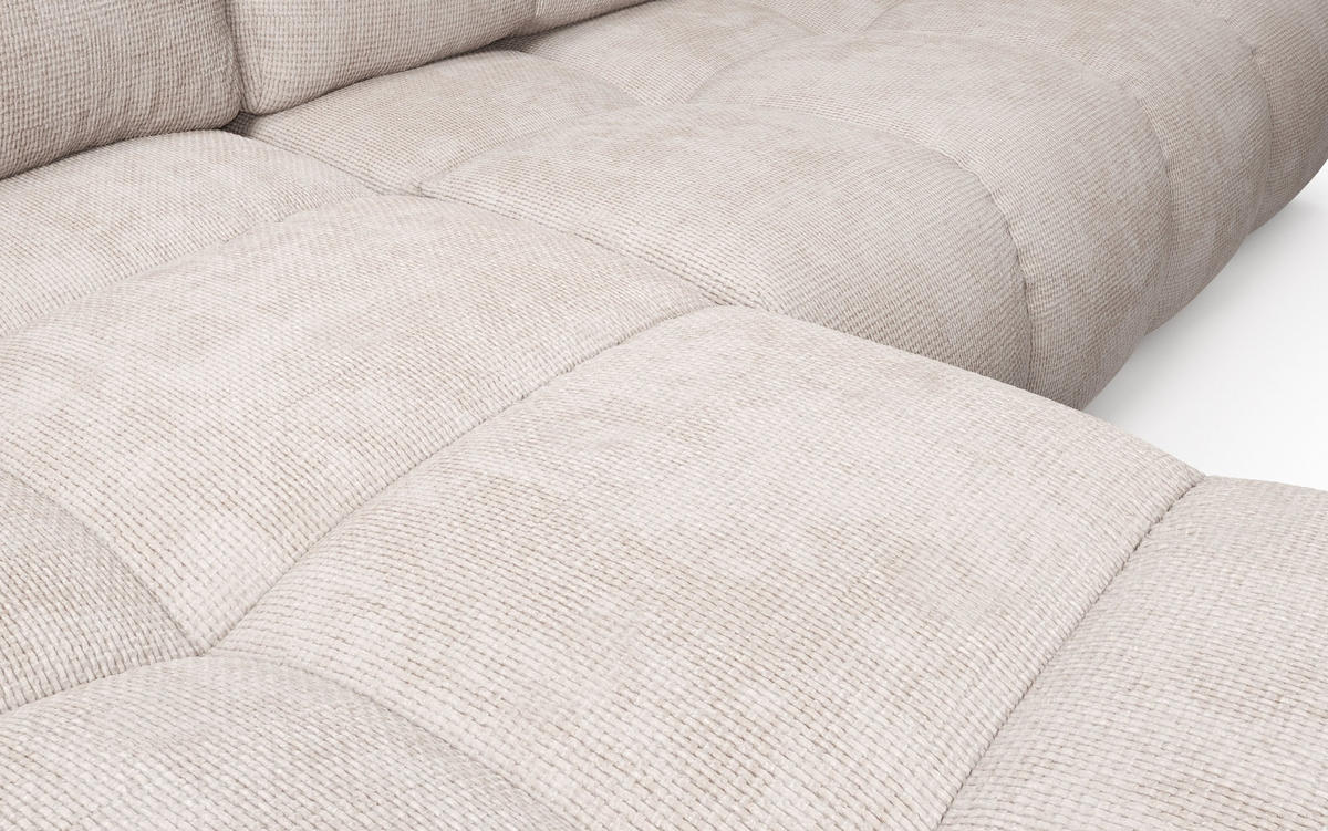 ECKSOFA DUCA L-S Beige Chenille mit Schlaffunktion - Beige, Holz (266.5/266.5cm) - MASSENO