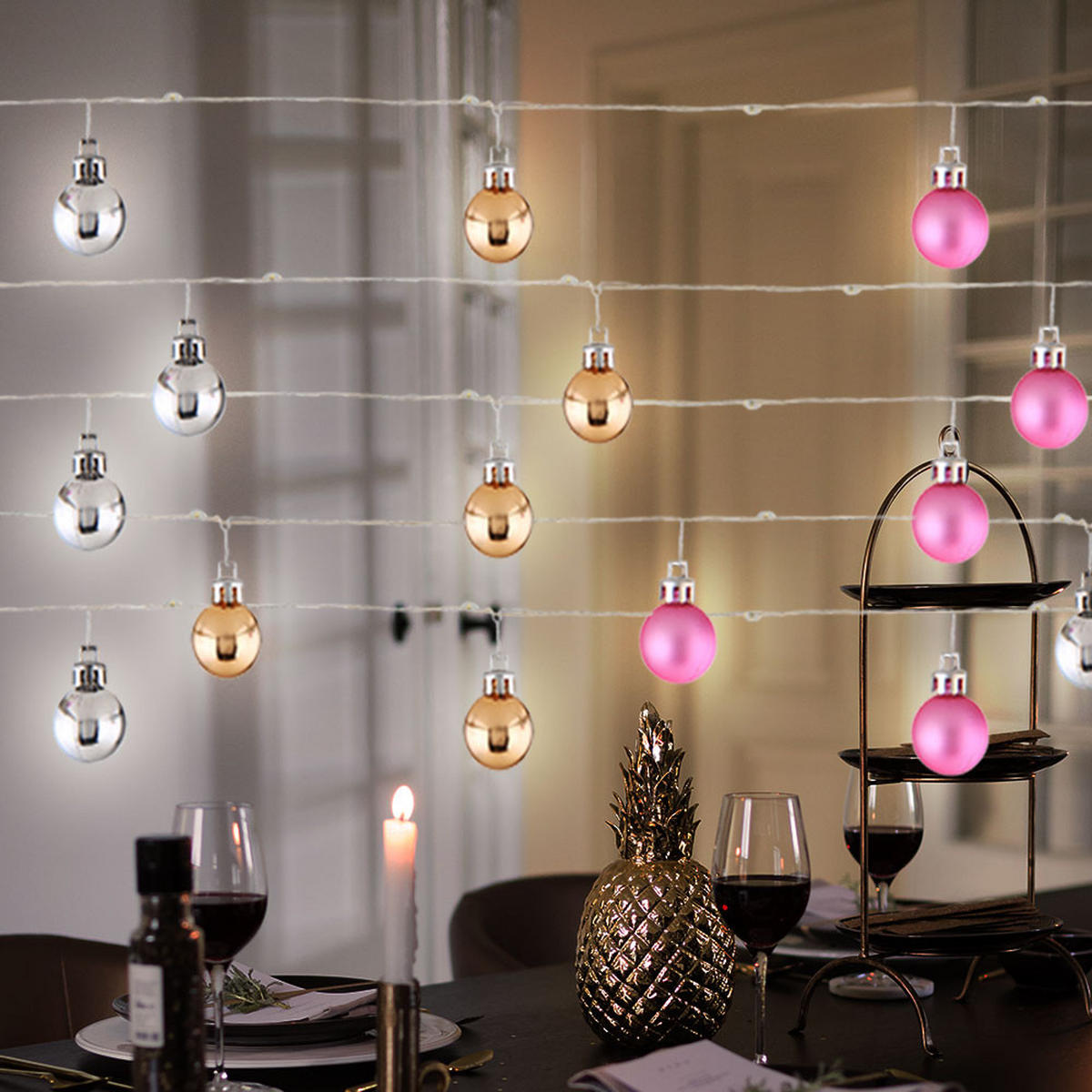 LED LICHTERKETTE Metall Bunt - Multicolor, Metall (220/2.5/2.6cm) - Globo Lighting