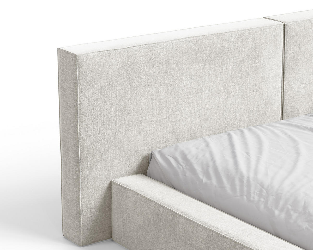 POLSTERBETT 06 140x200 cm – Tresor - Bett mit Bettkasten, Metall-Lattenrost - Creme, Holz (140/200cm) - ROYAL24_MARKT