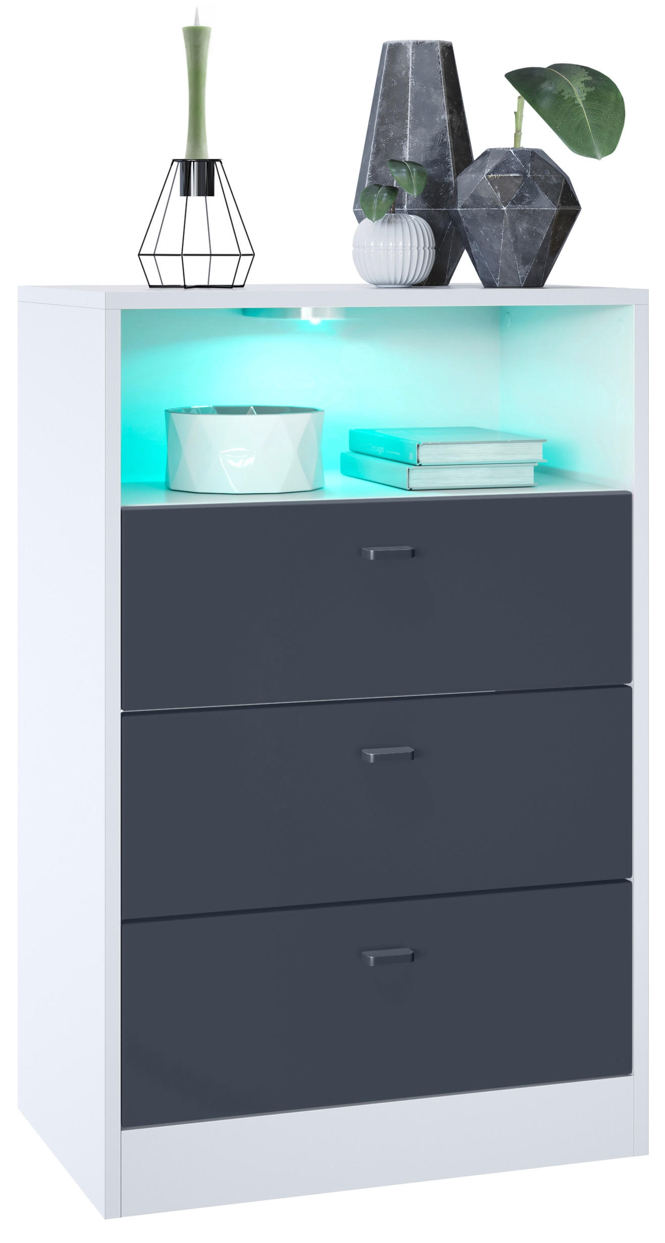 KOMMODE Pino Fronten in Anthrazit matt - Dunkelgrau/Anthrazit, Holzwerkstoff (56/86.5/36cm) - Vladon