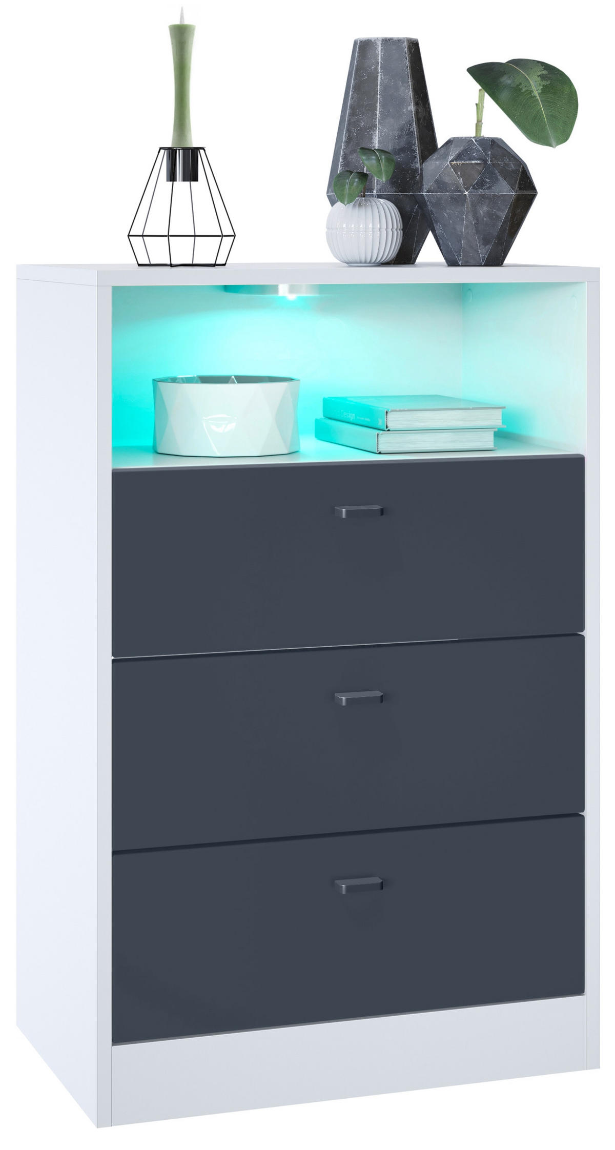 KOMMODE Pino Fronten in Anthrazit matt - Dunkelgrau/Anthrazit, Holzwerkstoff (56/86.5/36cm) - Vladon