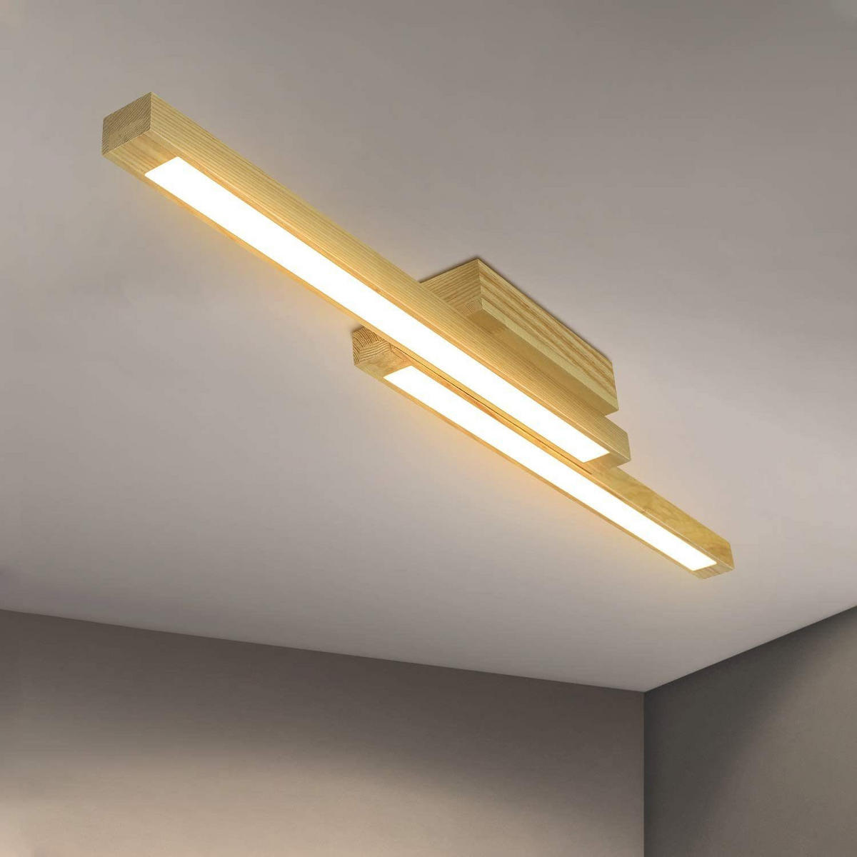 LED-DECKENLEUCHTE Thor 90/11/8cm - Zwetschgeholzfarben, Holz (90/11/8cm) - ZMH