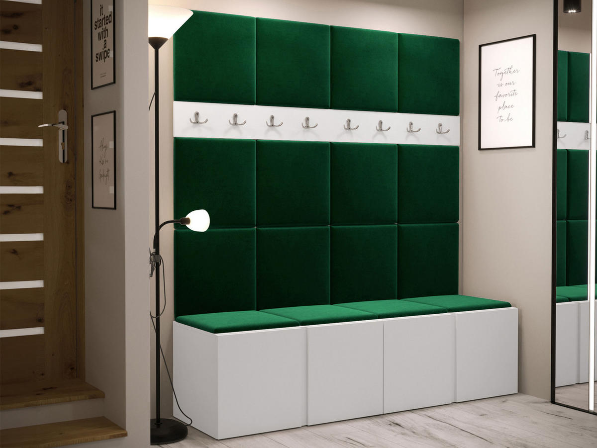 GARDEROBEN-SET Orion V - Weiß/Grün, Holzwerkstoff/Kunststoff (168/186/46cm) - MIRJAN24