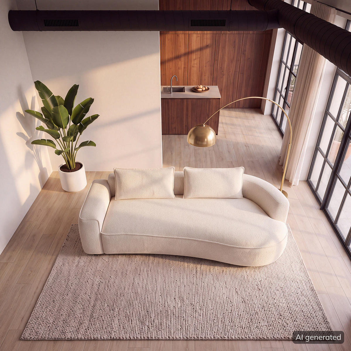 2,5-SITZER SOFA - Creme/Schwarz, Kunststoff/Textil (217/82/146cm) - home24