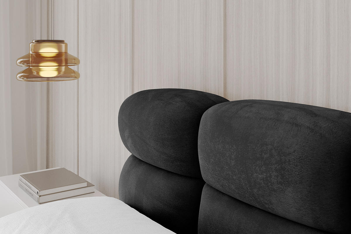 POLSTERBETT mit Bettkasten und Lattenrost, Boxbett ohne Matratze - NOMA 180x200 Schwarz - Schwarz, Holzwerkstoff/Textil (180/200cm) - ALTDECOR