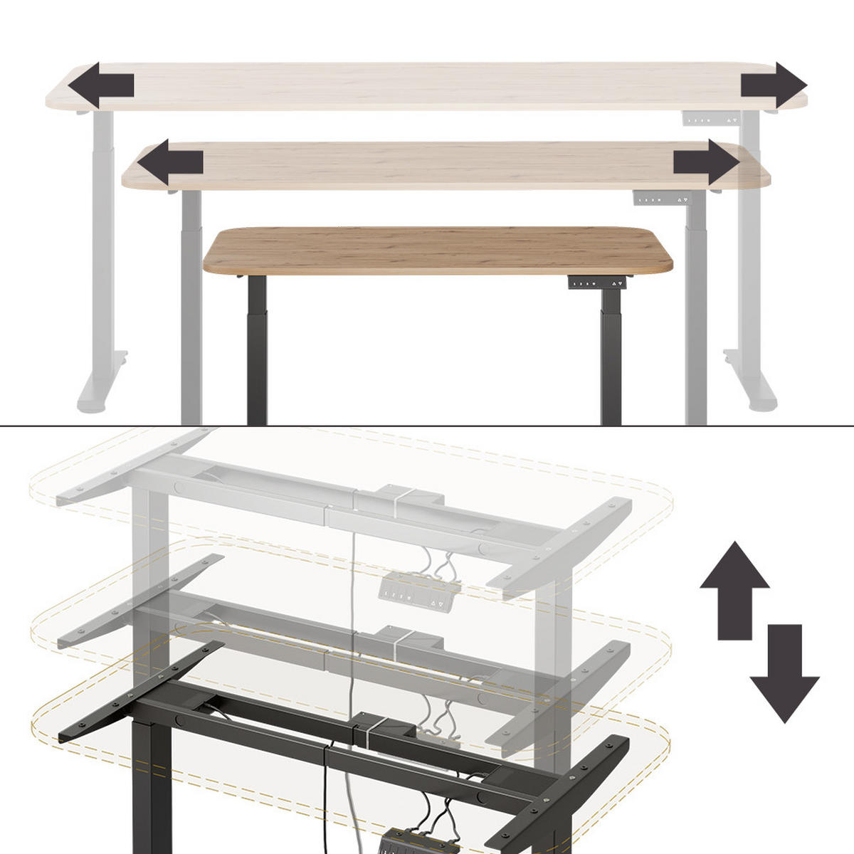 PSACÍ STŮL Elevate Černá/Řemeslná - černá, kompozitní dřevo (70/120/120cm) - Vicco