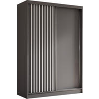 SCHWEBETÜRENSCHRANK Cabinio Grau Weiß 150/216/61 cm – Modern, mit Lamellen - Weiß/Grau, Holzwerkstoff/Kunststoff (150/216.1/61cm) - AX Living