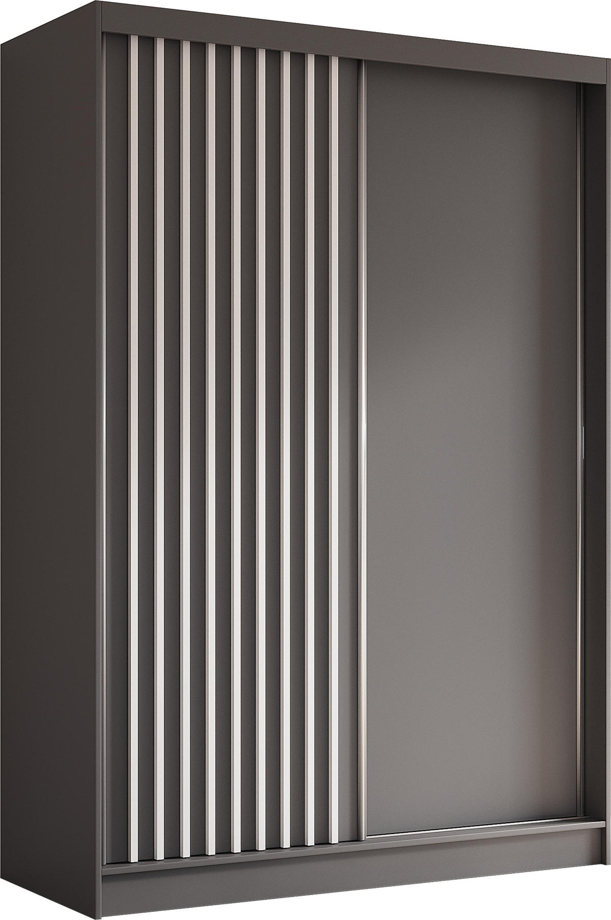 SCHWEBETÜRENSCHRANK Cabinio Grau Weiß 150/216/61 cm – Modern, mit Lamellen - Weiß/Grau, Holzwerkstoff/Kunststoff (150/216.1/61cm) - AX Living